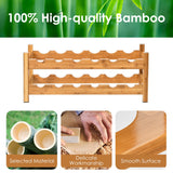 NNECW 2-Tier Bamboo Wine Rack with 12 Bottles Holder-Natural