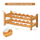 NNECW 2-Tier Bamboo Wine Rack with 12 Bottles Holder-Natural