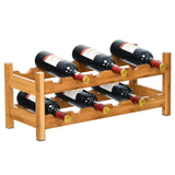 NNECW 2-Tier Bamboo Wine Rack with 12 Bottles Holder-Natural