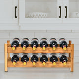 NNECW 2-Tier Bamboo Wine Rack with 12 Bottles Holder-Natural