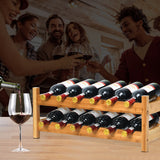 NNECW 2-Tier Bamboo Wine Rack with 12 Bottles Holder-Natural