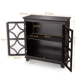 NNECW Buffet Sideboard Storage Cabinet with Glass Door for Kitchen Hallway -Coffee