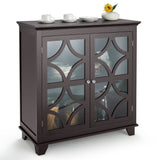 NNECW Buffet Sideboard Storage Cabinet with Glass Door for Kitchen Hallway -Coffee