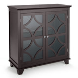 NNECW Buffet Sideboard Storage Cabinet with Glass Door for Kitchen Hallway -Coffee