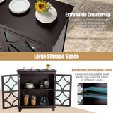 NNECW Buffet Sideboard Storage Cabinet with Glass Door for Kitchen Hallway -Coffee
