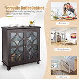 NNECW Buffet Sideboard Storage Cabinet with Glass Door for Kitchen Hallway -Coffee