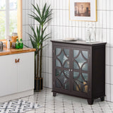 NNECW Buffet Sideboard Storage Cabinet with Glass Door for Kitchen Hallway -Coffee