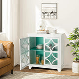 NNECW Buffet Sideboard Storage Cabinet with Glass Door for Kitchen Hallway -Green