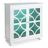 NNECW Buffet Sideboard Storage Cabinet with Glass Door for Kitchen Hallway -Green
