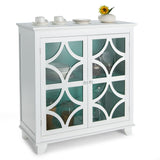 NNECW Buffet Sideboard Storage Cabinet with Glass Door for Kitchen Hallway -Green