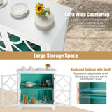 NNECW Buffet Sideboard Storage Cabinet with Glass Door for Kitchen Hallway -Green