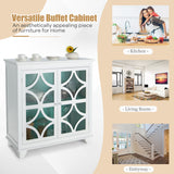 NNECW Buffet Sideboard Storage Cabinet with Glass Door for Kitchen Hallway -Green