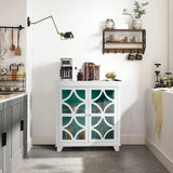 NNECW Buffet Sideboard Storage Cabinet with Glass Door for Kitchen Hallway -Green