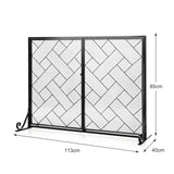 NNECW 2-Panel Fireplace Screen with Double Door-Black