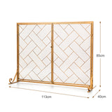 NNECW 2-Panel Fireplace Screen with Double Door-Golden
