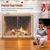 NNECW 2-Panel Fireplace Screen with Double Door-Golden