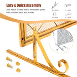 NNECW 2-Panel Fireplace Screen with Double Door-Golden