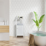 NNECW Modern Bathroom Storage Cabinet with Open Compartment & Adjustable Shelf