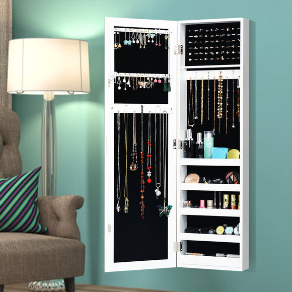 NNECW Jewelry Cabinet with 4 Tilting Angles and Full Length Mirror