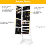 NNECW Full-length Lockable Jewelry Storage Armoire with 4 Tilting Angles-White