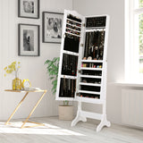NNECW Full-length Lockable Jewelry Storage Armoire with 4 Tilting Angles-White