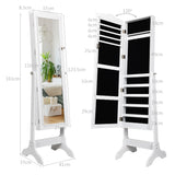 NNECW Full-length Lockable Jewelry Storage Armoire with 4 Tilting Angles-White