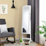 NNECW Full-length Lockable Jewelry Storage Armoire with 4 Tilting Angles-White