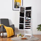 NNECW Full-length Lockable Jewelry Storage Armoire with 4 Tilting Angles-White