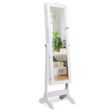 NNECW Full-length Lockable Jewelry Storage Armoire with 4 Tilting Angles-White