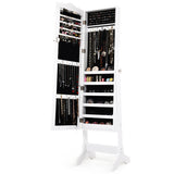 NNECW Full-length Lockable Jewelry Storage Armoire with 4 Tilting Angles-White