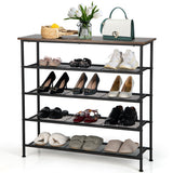 NNECW 5-Tier Shoe Rack with Wooden Top and Adjustable Feet for Living Room