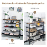 NNECW 5-Tier Shoe Rack with Wooden Top and Adjustable Feet for Living Room