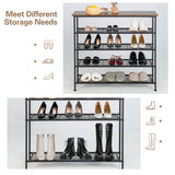 NNECW 5-Tier Shoe Rack with Wooden Top and Adjustable Feet for Living Room