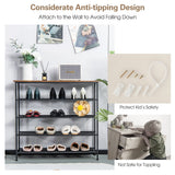 NNECW 5-Tier Shoe Rack with Wooden Top and Adjustable Feet for Living Room