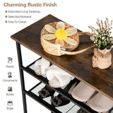 NNECW 5-Tier Shoe Rack with Wooden Top and Adjustable Feet for Living Room
