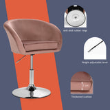 NNECW Modern Velvet Vanity Chair Height Adjustable Bar Stool with 360 Degree Swivel