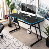 NNECW Racing Style Computer Desk with Carbon Fiber Texture for Office-Blue