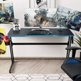 NNECW Racing Style Computer Desk with Carbon Fiber Texture for Office-Blue