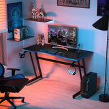 NNECW Racing Style Computer Desk with Carbon Fiber Texture for Office-Blue