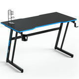 NNECW Racing Style Computer Desk with Carbon Fiber Texture for Office-Blue