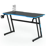 NNECW Racing Style Computer Desk with Carbon Fiber Texture for Office-Blue