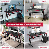 NNECW Racing Style Computer Desk with Carbon Fiber Texture for Office-Red
