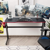 NNECW Racing Style Computer Desk with Carbon Fiber Texture for Office-Red