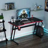 NNECW Racing Style Computer Desk with Carbon Fiber Texture for Office-Red