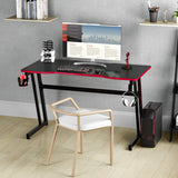 NNECW Racing Style Computer Desk with Carbon Fiber Texture for Office-Red