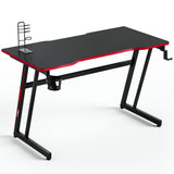 NNECW Racing Style Computer Desk with Carbon Fiber Texture for Office-Red