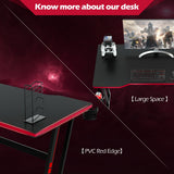 NNECW Racing Style Computer Desk with Carbon Fiber Texture for Office-Red
