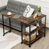 NNECW 360 Rotating Large Sofa Side Table with 2-Tier Storage Shelves