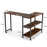 NNECW 360 Rotating Large Sofa Side Table with 2-Tier Storage Shelves