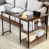 NNECW 360 Rotating Large Sofa Side Table with 2-Tier Storage Shelves